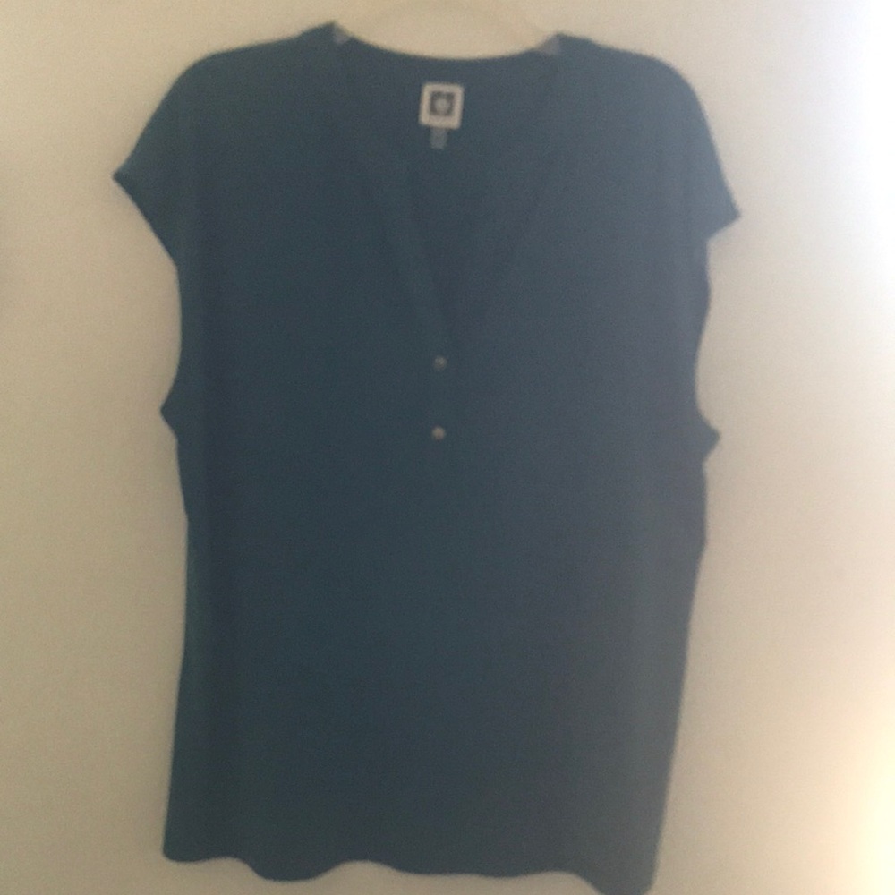 Anne Klein Teal Blouse with Button Detail